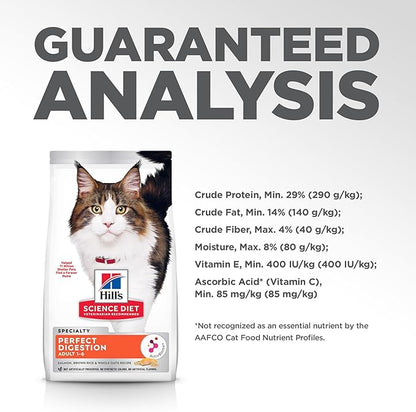 Hill's Science Diet Perfect Digestion, Adult 1-6, Digestive Support, Dry Cat Food, Salmon, Brown Rice, & Whole Oats, 3.5 lb Bag