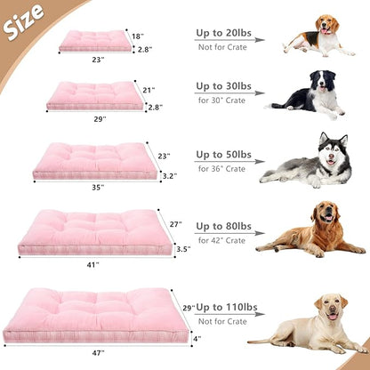 MIHIKK Washable XL Dog Bed for Extra Large Dogs with Anti-Slip Bottom, Premium Foam Pet Pad for Crate for Large Medium Small Sized Puppies, 41" x 27" Pink