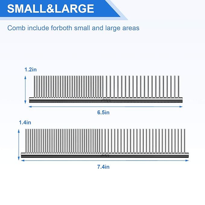 Lilpep 2PCS Stainless Steel Metal Dog Comb, For Removing Tangled Mats And Massaging Pet Combs, Professional Pet Grooming Tools