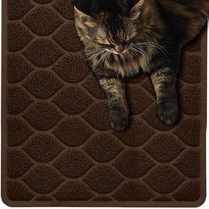 MIGHTY MONKEY Waterproof BPA Free Cat Litter Box Trapping Mat, Easy Clean Floors, Textured Backing, Soft on Sensitive Kitty Paws, Cats Accessories, Less Waste, Stays in Place, 35x23, Chocolate