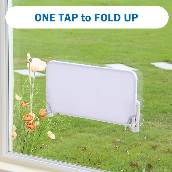 Zakkart Easy Fold Cat Window Perch - Cordless, Fold-Up, Zip Closure Embeded Machine Washable Bed Cover, Robust Metal Frame - Cat Hammock for Window for Large Cats and Kittens (White, Large)