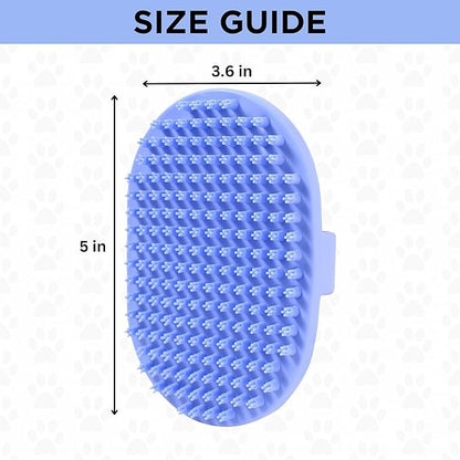 Dog Grooming Bath Brush, Pet Rubber Brush For Shower Scrubbing & Soothing Massage, Ideal for Long & Short Haired Dogs and Cats, Essential Puppy Grooming Accessories, Short Pins [We Love Doodles]