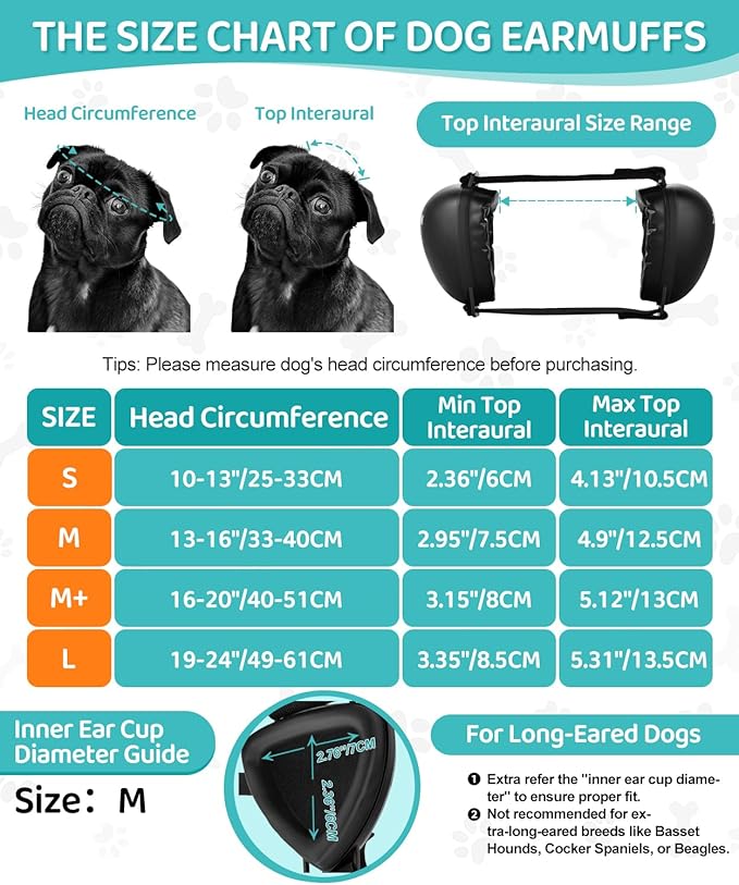 ZOHAN Dog Ear Muffs for Noise Protection, Comfort Dog Noise Cancelling Ear Muffs with Fast Snap Lock for Fireworks, Thunder, Vacuums(Pink,M)
