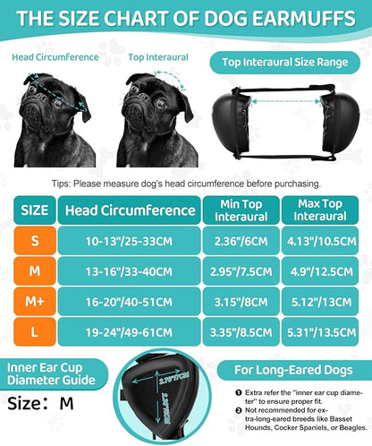 ZOHAN Dog Ear Muffs for Noise Protection, Comfort Dog Noise Cancelling Ear Muffs with Fast Snap Lock for Fireworks, Thunder, Vacuums(Pink,M)
