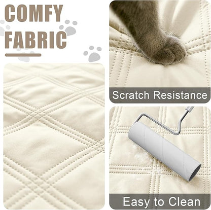 Smiry Waterproof Dog Bed Cover Blanket 30x70, Soft Reversible Pet Blanket, Washable Leakproof Cats Dogs Couch Cover for Sofa, Couch, Furniture, Lattice, Beige/Beige