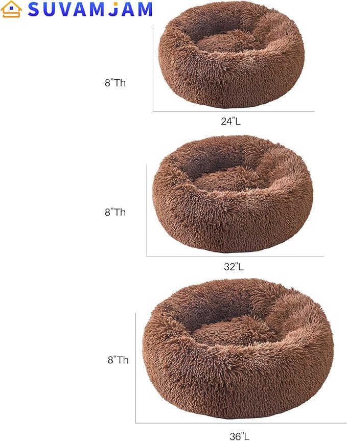 Comfort Donut Dog Bed for Small Dogs, Cat Bed & Pet Bed for Indoor Use, Medium Size with Soft Plush, Round Dog Beds for Large Dogs and Cats(Coffee, 24''Lx24''Wx8''Th)