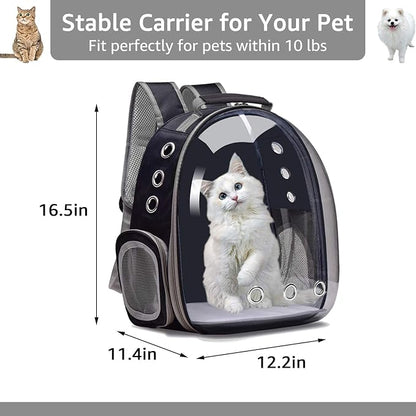 Backpack Carrier/Bubble Carrying Bag for Small Medium Dogs Cats, Space Capsule Pet Carrier for Hiking, Travel, Airline Approved- Black