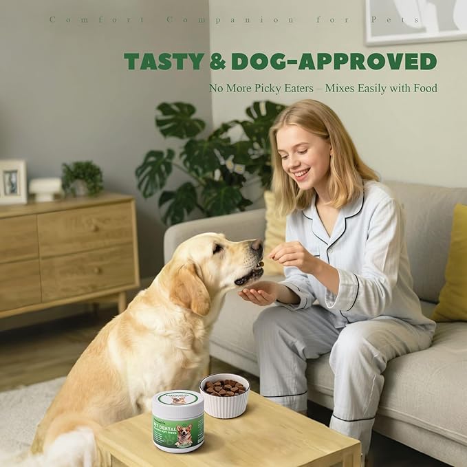 Dog Teeth Cleaning Chews, Dog Dental Chews for Plaque & Tartar Control with Natural Enzymes, Dental Care for Dogs with Probiotic, Fresh Breath for Small Medium Large Dogs