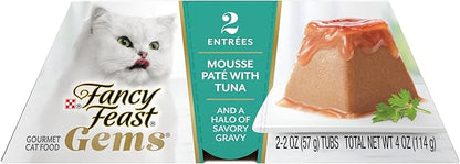 Fancy Feast Gems Pate Cat Food Mousse With Tuna and a Halo of Savory Gravy Cat Food - (Pack of 8) 4 oz. Boxes