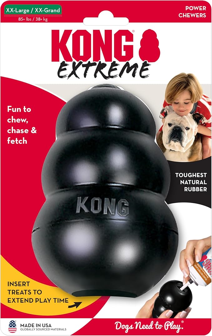 KONG Extreme Dog Toy - Fetch & Chew Toy - Treat-Filling Capabilities & Erratic Bounce for Extended Play Time Most Durable Natural Rubber Material - for Power Chewers - for XX-Large Dogs