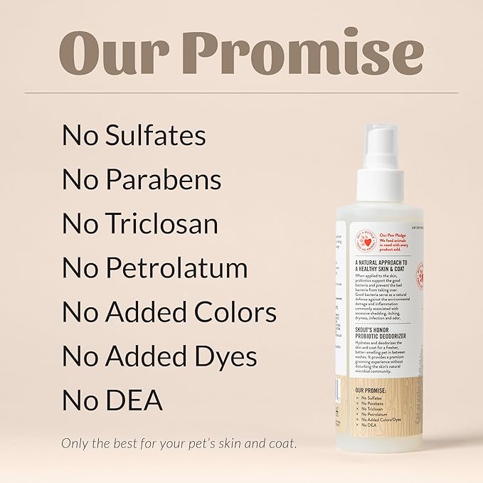 SKOUT'S HONOR Pet Deodorizer Spray- Hydrating Daily-Use with Avocado Oil & Omega-3s, Microbiome Friendly Certiified, Paraben & Sulfate-Free, 97% Natural, 8oz, Dog of The Woods