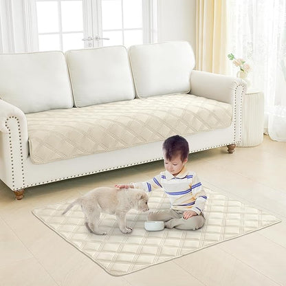 Smiry Waterproof Dog Bed Cover Blanket 30x70, Soft Reversible Pet Blanket, Washable Leakproof Cats Dogs Couch Cover for Sofa, Couch, Furniture, Lattice, Beige/Beige