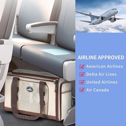 Expandable Pet Carrier for Cats & Dogs, Airline Approved Cat Carrier, Large Travel Bag with with Extra Large Foldable mat