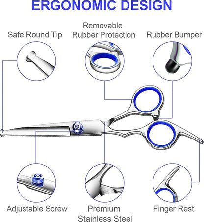 Professional Dog Grooming Scissors Kit, Titanium Coated Dog Scissors for Grooming, 5 in1 Grooming Shears Kit for Dogs Cat Pet At Home