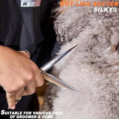 High-end Professional Dog Grooming Scissors Pet Grooming Shears 7.5 Inches Extremely Very Sharp Made Of Stainless Steel Alloy By Hand For Dog Cat Groomer