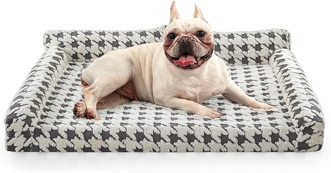 Orthopedic Dog Beds for Medium Dogs Washable, Detachable Side Bolster and Pillow, Medium Dog Sofa with Memory Foam, with Removable Cover and Non-Slip Bottom, Grey (Grey, M (28"x22.8"x9.4"))
