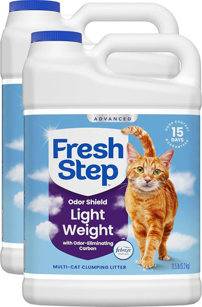 Fresh Step Odor Shield Light Weight Advanced Multi Cat Clumping Litter with Febreze Freshness, 11.5 lb, Pack of 2 (Package May Vary)