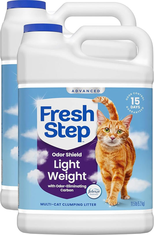 Fresh Step Odor Shield Light Weight Advanced Multi Cat Clumping Litter with Febreze Freshness, 11.5 lb, Pack of 2 (Package May Vary)