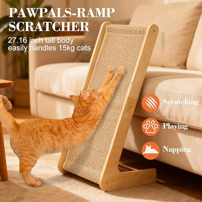 2-in-1 Cat Scratching Post with Replaceable Sisal Pads – Durable Scratcher Toy for Indoor Cats