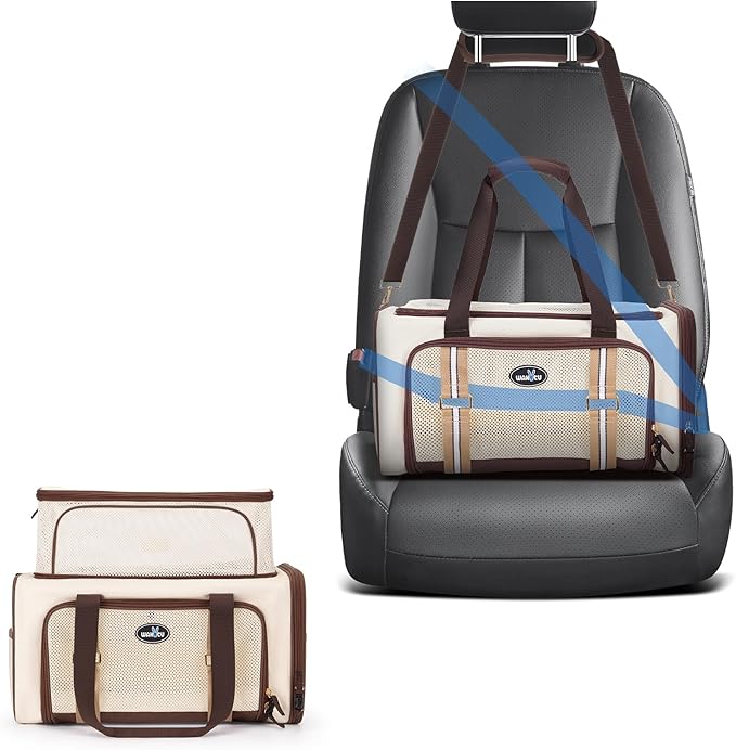 Expandable Pet Carrier for Cats & Dogs, Airline Approved Cat Carrier, Large Travel Bag with with Extra Large Foldable mat