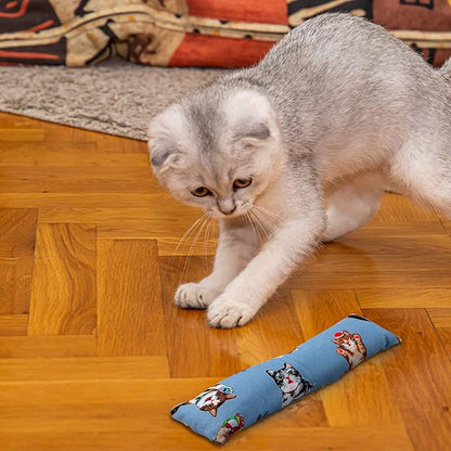 Skylety 4 Pieces Cat Kicker Toys 10 Inch Catnip Cat Toys Interactive Kitten Kick Sticks for with Cute Patterns and Catnip for Bored Indoor Pet