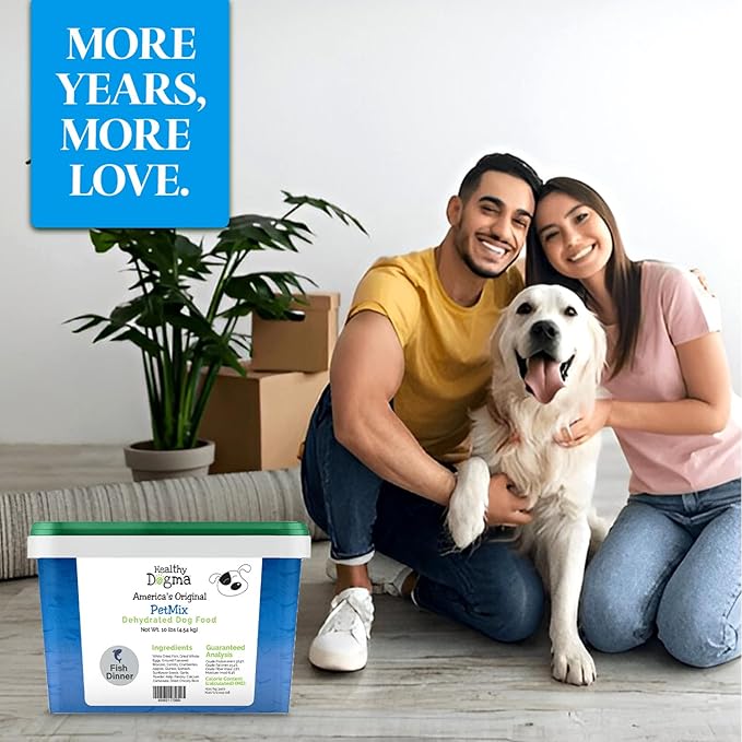 Healthy Dogma - PetMix Dehydrated Dog Food – Fish Dinner with Wild-Caught Alaskan Salmon & Whitefish – Clean Ingredient Dog Food – No Preservatives 10lbs (Bucket)