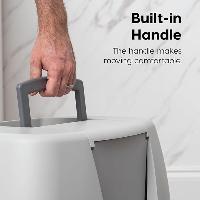 IRIS USA Corner Cat Litter Box Enclosure with Scoop, Small Cat Litter Box with Lid, Corner Litter Box Enclosure for Kittens to Medium Sized Cats, Odor Defensive Hooded Litter Tray, Dark Gray