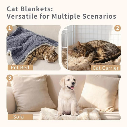 Cat Blanket for Indoor Cats Ultra-Soft Plush Small Blanket Machine Washable Cozy Calming for Kittens Cats Bed Couch Car 21"x18" White