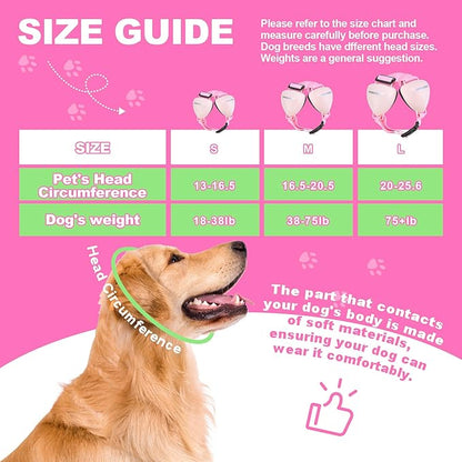 PROHEAR Dog Ear Muffs Hearing Protection for Dogs, NRR 28dB Noise Cancelling Headphones, Easy to Adjust Dog Hearing Protection Earmuffs for Thunder, Hunting, Tourism, Cars, Racing, Large, Pink