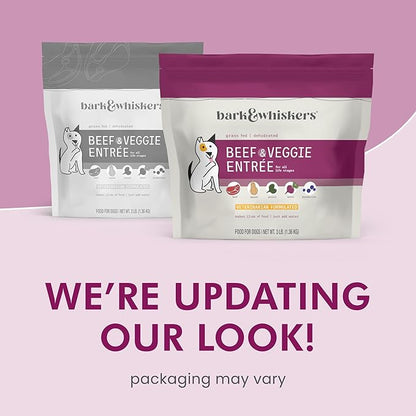 Bark & Whiskers Dehydrated Beef and Veggie Entrée, 3 lb., Makes 12 lbs. of Food for Dogs, Digestive Support, Vet Formulated, Non-GMO, Dr. Mercola