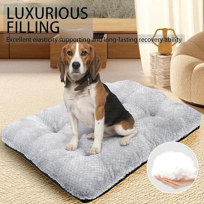 CLKHOWL Washable Dog Bed Plush Dog Crate Beds for Large, Medium, Small Size Dogs, Anti-Slip Soft Comfy Pet Kennel Pad, Fits Crate Mat and Cat Bed Mat (Grey, 31.49x21.65 inch)