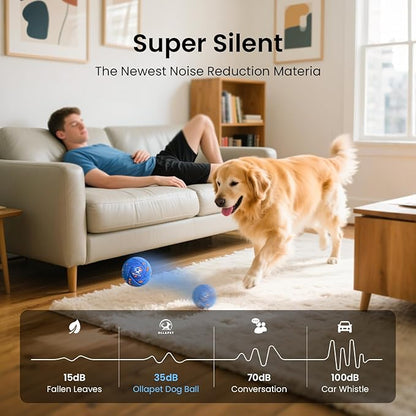 Smart Interactive Dog Toy Ball - Auto Bouncing & Rolling, Chew-Resistant E-TPU Material, 3 Interactive Modes, IPX7 Waterproof, Smart Chase Pet Toy Ball for Medium and Large Dogs (Blue)