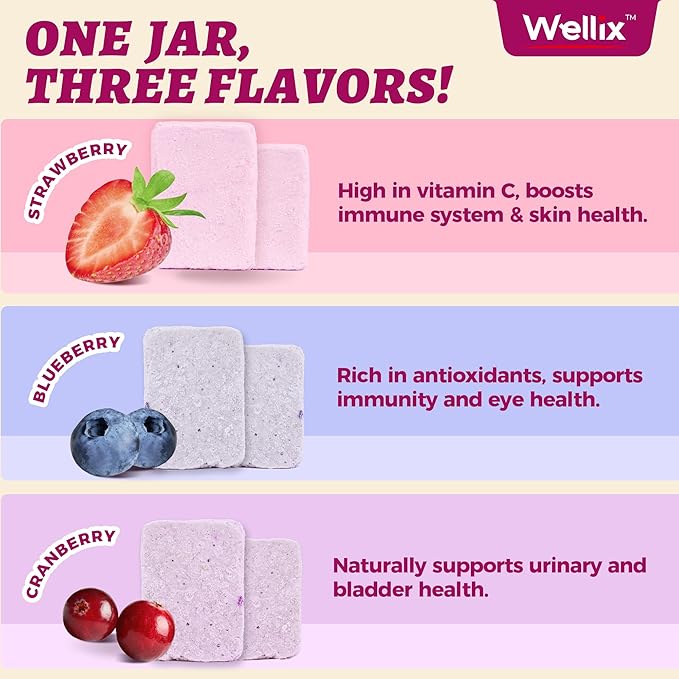 Wellix Freeze-Dried Cat Treats for Dog & Cat - Triberry Yoggy Cat&Dog Yogurt Treats with Chicken Flavor Fruits - Probiotics Digestive & Immune Health Cats&Dogs Food Toppers 4.23oz