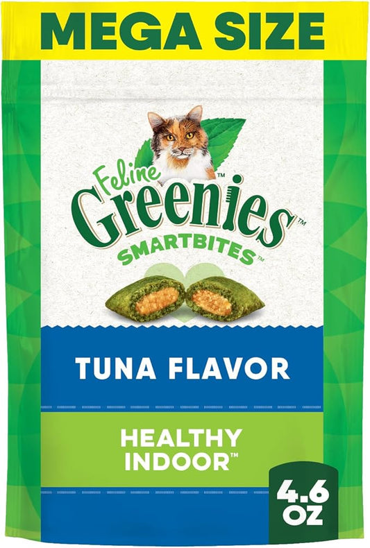 Greenies Feline Smartbites Healthy Indoor Natural Treats for Cats, Tuna Flavor, 4.6 oz. Pouch