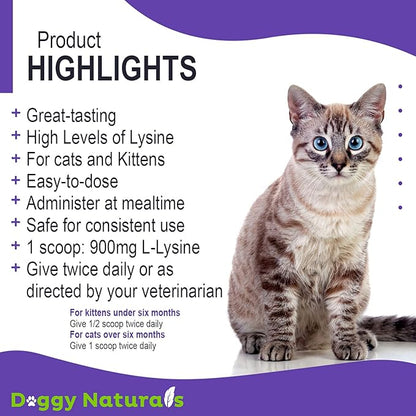 Trulysine Plus L-Lysine for Cats Immune Support Oral Powder 8oz/226g - Cats & Kittens of All Age, Sneezing, Runny Nose Squinting, Watery Eyes-Fish & Poultry Flavor (U.S.A)(225 Grams (900mg / Scoop))