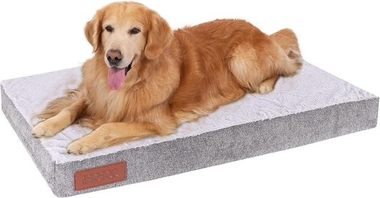 Waterproof Orthopedic Dog Bed with Egg Crate Foam, Machine Washable Cover and Anti-Slip Base for Large Dogs, Dark Gray 36x27 inch