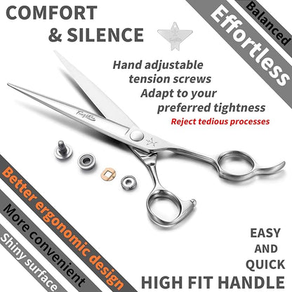 High-end Professional Dog Grooming Scissors Pet Grooming Shears 7.5 Inches Extremely Very Sharp Made Of Stainless Steel Alloy By Hand For Dog Cat Groomer