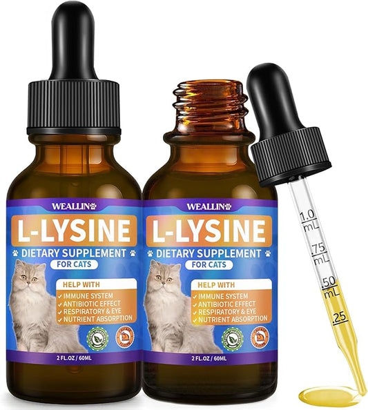 L-lysine Supplement for Cats, Immune Support for Cats, Support for Feline Respiratory, Sneezing, Runny Nose, Eye Function, Helps Strengthen Natural Defenses, Chicken Flavor (2PCS)