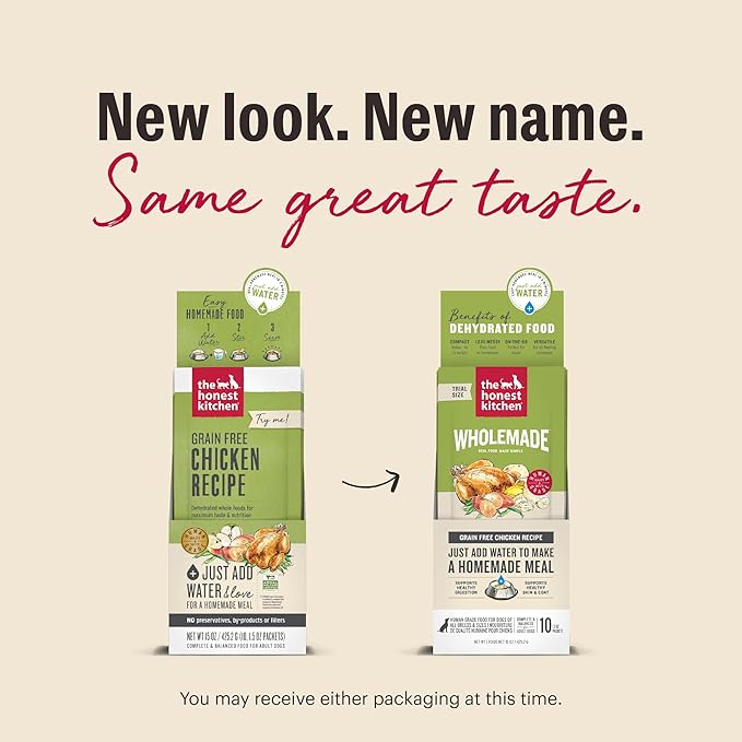 The Honest Kitchen Human Grade Wholemade™ Dehydrated Grain Free Chicken Dog Food, 1.5 oz x10
