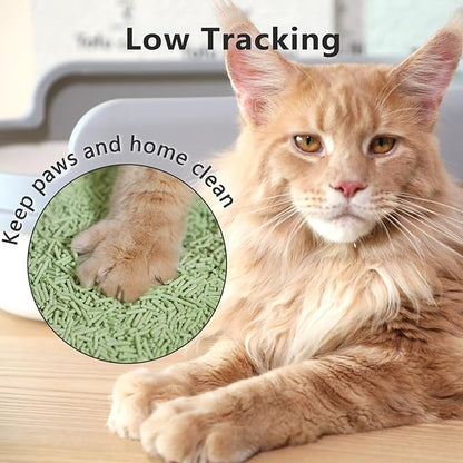 Tofu Cat Litter - Strong Clumping, Ultra Absorbent, Odor Control, Flushable, Low Tracking, Low Dust Tofu Litter Pellets 4 Packs/24LB (Green Tea)