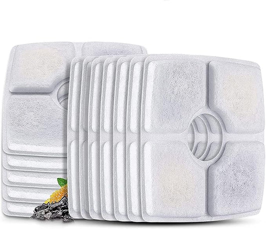 Cat Water Fountain Filters, 12 Pack Replacement Filter Fit for Top Square 84oz/2.5L Cat Pet Fountain, 3 Filtration System