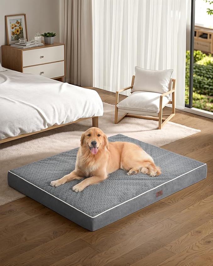 Orthopedic Dog Bed - Extra Large Dog Bed, Waterproof & Washable W/Removable Pet Bed Cover,Dog Beds Large W/Egg Crate Foam Support for Dogs Up to 115 lbs