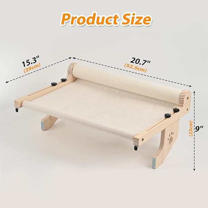 Cat Scratch Window Perch, Sturdy Cats Hammock for Window, Scratching Posts for Indoor Cats. Easy to Adjust Cat Bed for Windowsill, Bedside, Drawer and Cabinet. No Drilling Needed.