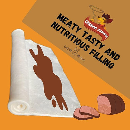 Cowdog Chews Rawhide Gourmet Meaty Rolls 7-8" (10 Count) – Premium Dog Treats with Savory Beef Filling, Long-Lasting Chew for Aggressive Chewers, High-Protein, Natural Ingredients