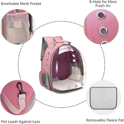Cat Bubble Carrying Bag, Backpack Carrier for Small Medium Dogs Cats, Airline Approved Travel Space Capsule Pet Carrier Dog Hiking Backpack - Pink