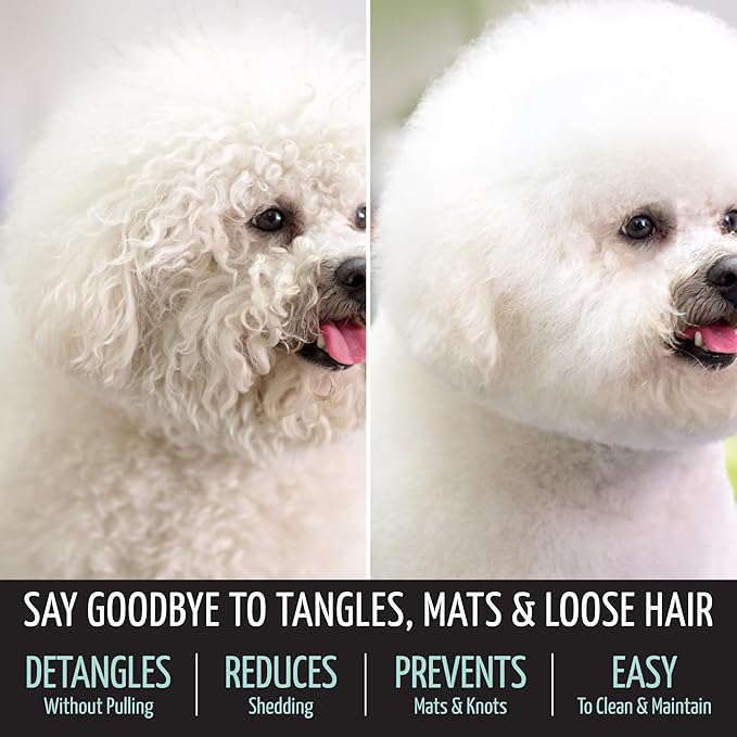 Tauro Pro Line Plastic Long & Short Hair Slicker Dog Brush for Deshedding & Detangling - Mint Slicker Brush for Dog & Cat Grooming - 0.43″ Pins, Flexible Cushion & Non-Slip Grip