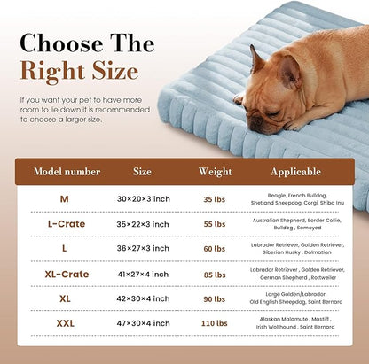 Large Orthopedic Dog Crate Bed with Waterproof Lining, Soft Short Plush Surface & Egg Crate Foam for Calming Puppy, Machine Washable Pet Bed with Removable Cover & Anti Slip Bottom