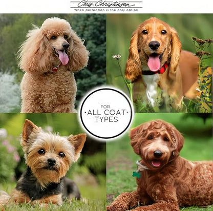 Chris Christensen 000 7.5 in. Greyhound Style Fine/Coarse Colored Butter Comb, Groom Like a Professional, Rounded Corners Prevent Friction and Breakage, Solid Brass with Steel Teeth, Chrome Finish