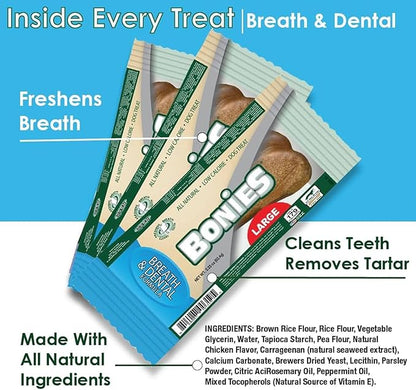Bonies Natural Breath and Dental Formula Medium-Sized Single Bone - All-Natural Ingredients, Fresh Breath, Cleans Teeth, Low Calories, Chicken Flavor, Medium Dogs, 1 Bone