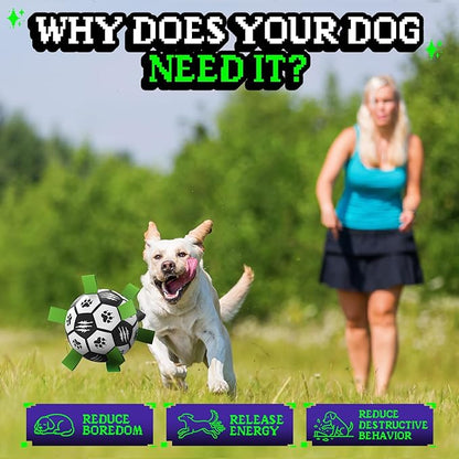 Diman Dog Soccer Ball with Straps, Dog Ball for Outdoor Fun, Birthday Gifts, Dogs Toys Balls for Small Medium Pet, Puppy Toys (Black, 6 Inch)